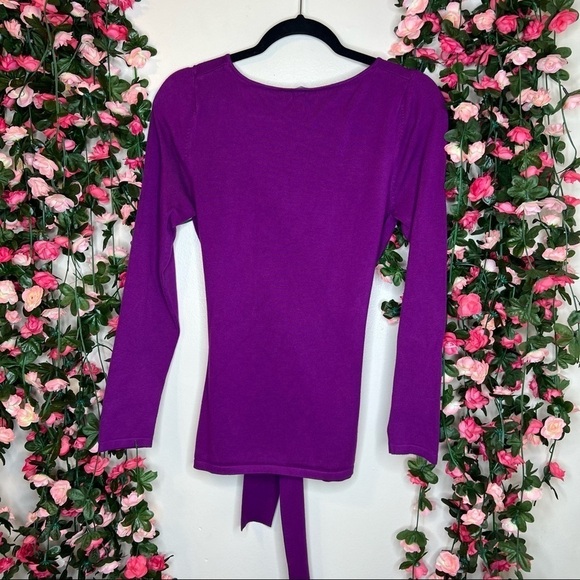 🌹Emme Marella Purple Scoopneck Sweater Womens XS Tie Up Back Work Office WFH - Picture 4 of 8